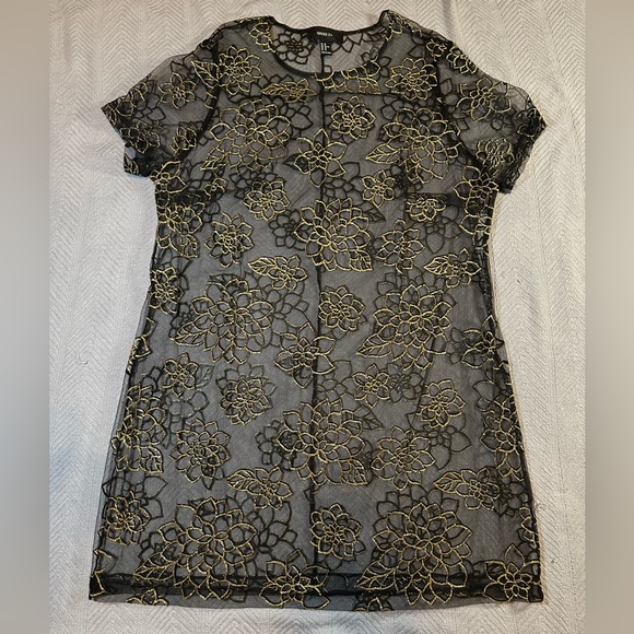 Forever 21 Black and Gold Lace Top - Picture 2 of 5